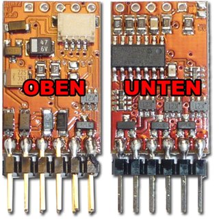 DCC und SUSI Funktionsdecoder mit 8 Ausgängen, Ausführung mit Stiftleiste